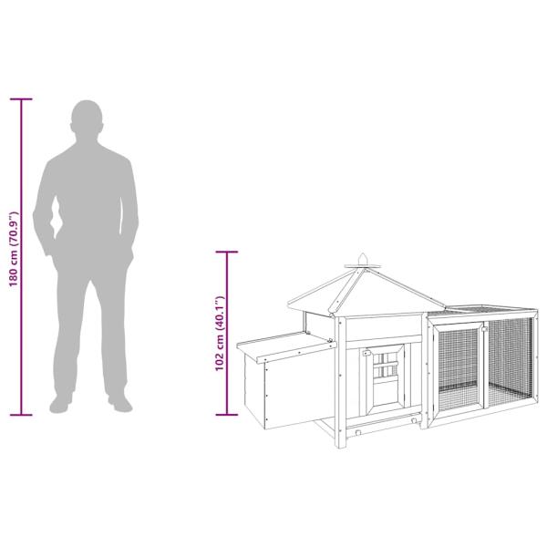 Hühnerstall mit Hühnernest Rot 190x72x102 cm Tanne Massivholz 