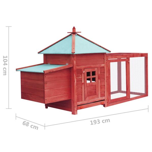 Hühnerstall mit Hühnernest Rot 190x72x102 cm Tanne Massivholz