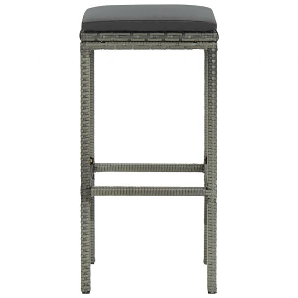Barhocker mit Kissen 2 Stk. Grau Poly Rattan