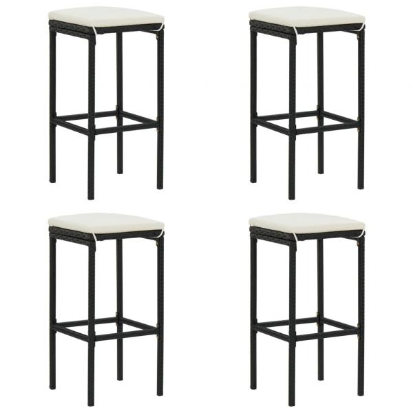ARDEBO.de - Barhocker mit Kissen 4 Stk. Schwarz Poly Rattan