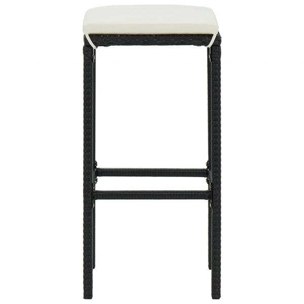 Barhocker mit Kissen 4 Stk. Schwarz Poly Rattan