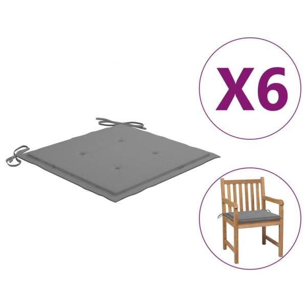 Gartenstuhl-Kissen 6 Stk. Grau 50x50x3 cm Oxford-Gewebe