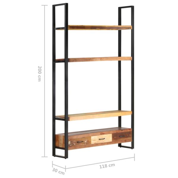 Bücherregal 118x30x200 cm Massives Altholz