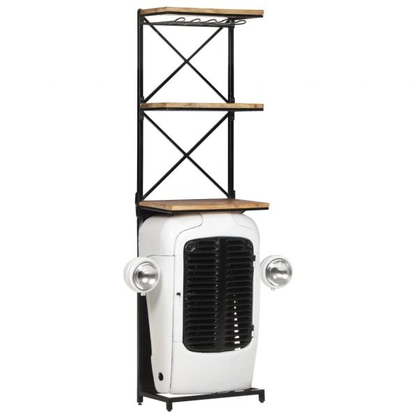 ARDEBO.de - Traktor-Weinschrank Weiß 49x31x172 cm Raues Mangoholz