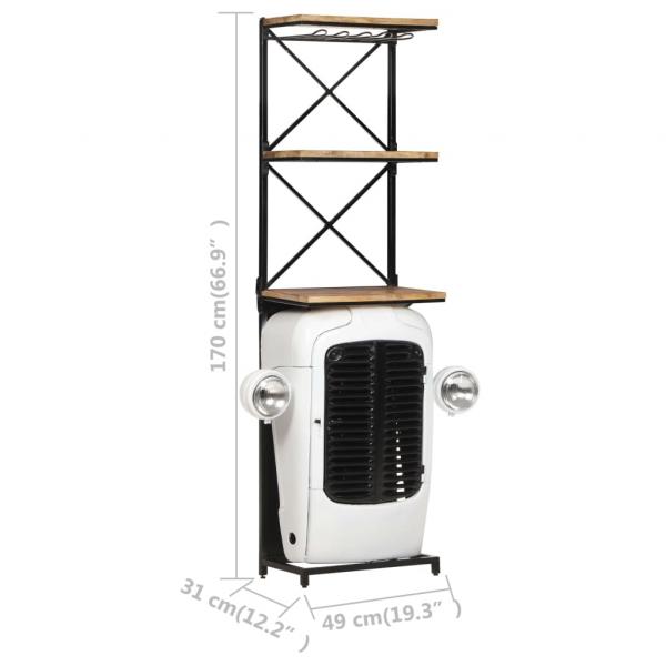 Traktor-Weinschrank Weiß 49x31x172 cm Raues Mangoholz