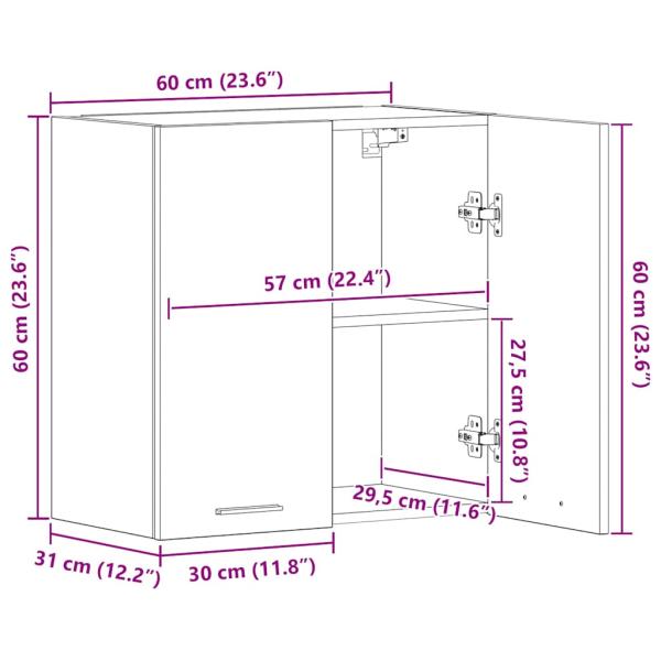 Hängeschrank Weiß 60x31x60 cm Holzwerkstoff