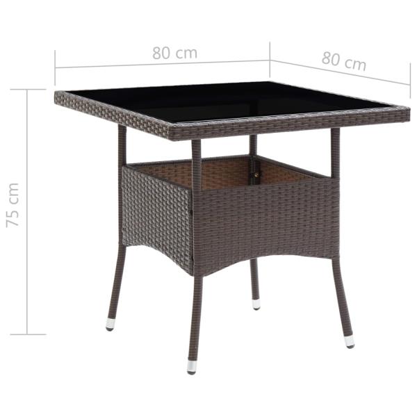 3-tlg. Garten-Essgruppe Braun Poly Rattan und Glas
