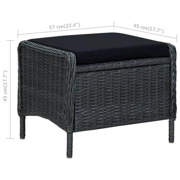 Verstellbarer Gartensessel mit Fußhocker Poly Rattan Dunkelgrau