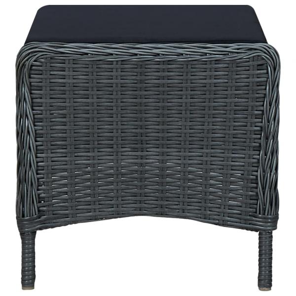 Verstellbarer Gartensessel mit Fußhocker Poly Rattan Dunkelgrau