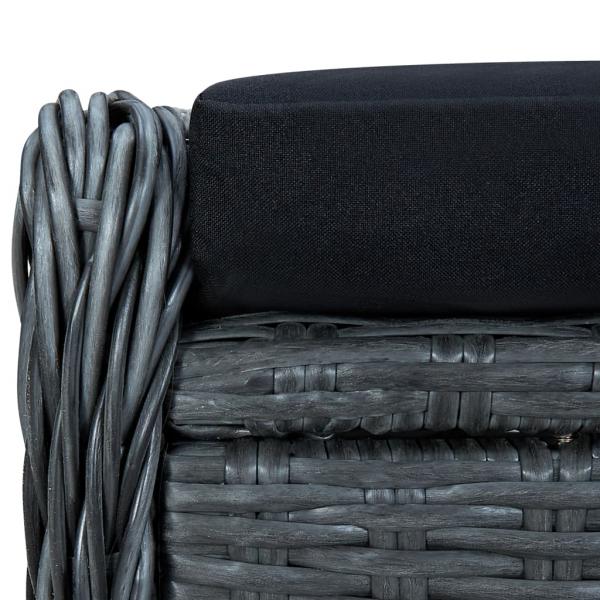 Verstellbarer Gartensessel mit Fußhocker Poly Rattan Dunkelgrau