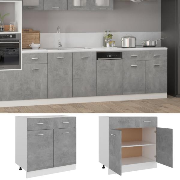 ARDEBO.de - Schubunterschrank Betongrau 80x46x81,5 cm Holzwerkstoff