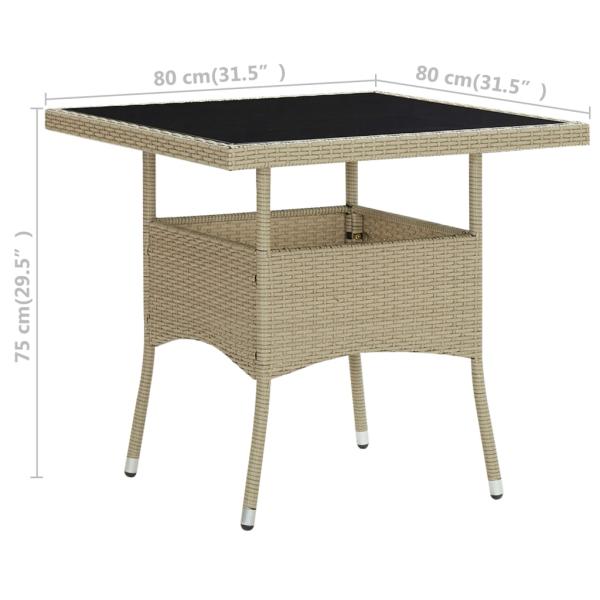 3-tlg. Garten-Essgruppe Beige Poly Rattan und Glas