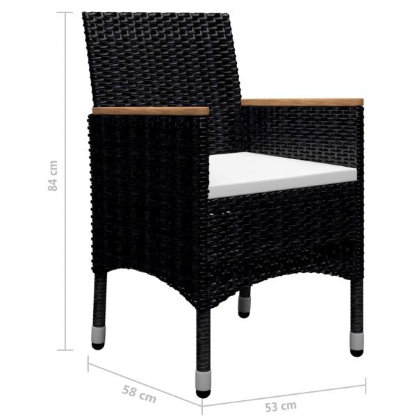 9-tlg. Garten-Essgruppe Poly Rattan und Akazienholz Schwarz
