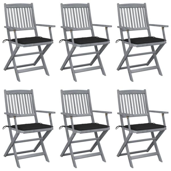 ARDEBO.de - Klappbare Gartenstühle 6 Stk. mit Sitzkissen Massivholz Akazie