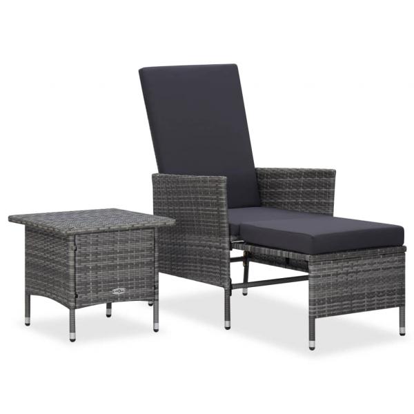 ARDEBO.de - 2-tlg. Garten-Lounge-Set mit Kissen Poly Rattan Grau