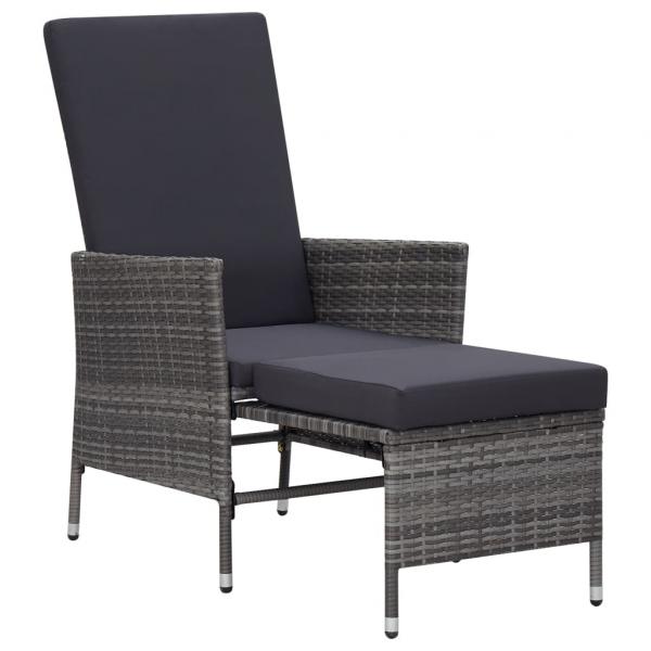 2-tlg. Garten-Lounge-Set mit Kissen Poly Rattan Grau