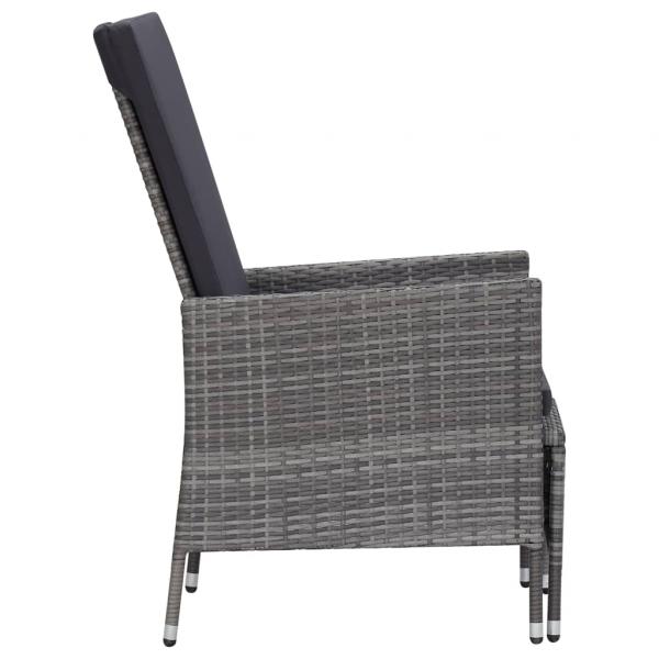 2-tlg. Garten-Lounge-Set mit Kissen Poly Rattan Grau