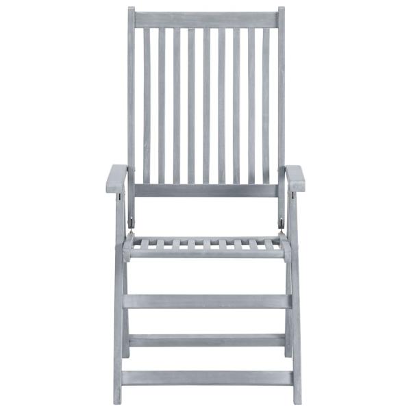 Verstellbare Gartenstühle 3 Stk. Grau Massivholz Akazie
