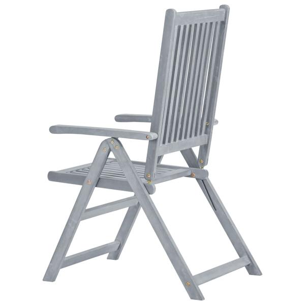Verstellbare Gartenstühle 3 Stk. Grau Massivholz Akazie