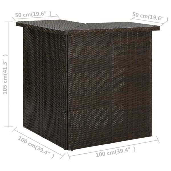 Eck-Bartisch Braun 100x50x105 cm Poly Rattan  