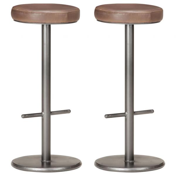 ARDEBO.de - Barhocker 2 Stk. Distressed Braun Echtleder 