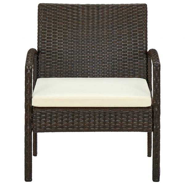 Gartenstuhl mit Kissen Poly Rattan Braun