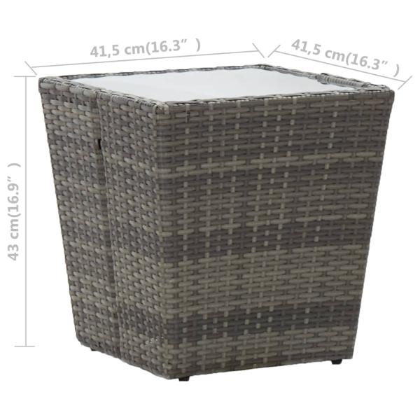 3-tlg. Bistro-Set Poly Rattan und Hartglas Grau 