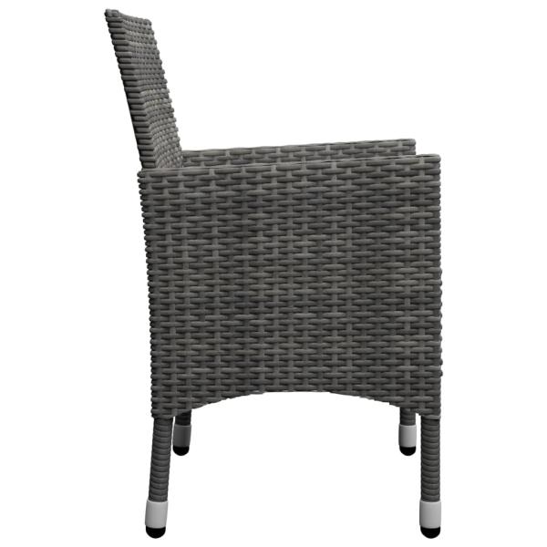 3-tlg. Bistro-Set Poly Rattan und Hartglas Grau 