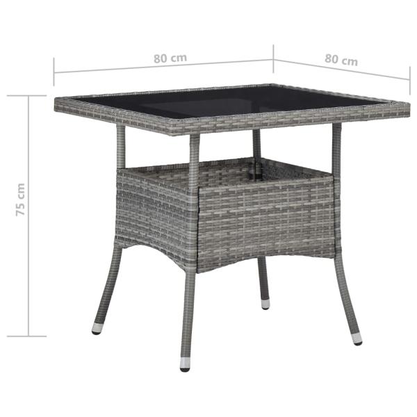 3-tlg. Garten-Essgruppe Poly Rattan und Glas Grau