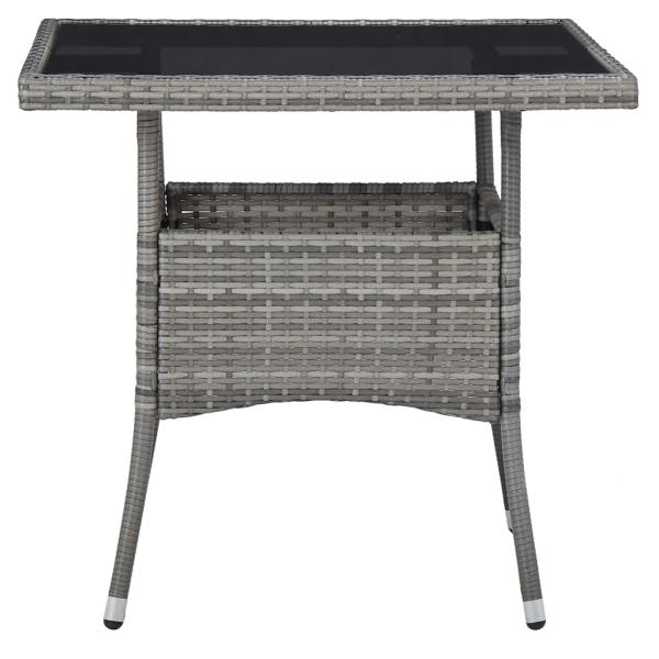 3-tlg. Garten-Essgruppe Poly Rattan und Glas Grau