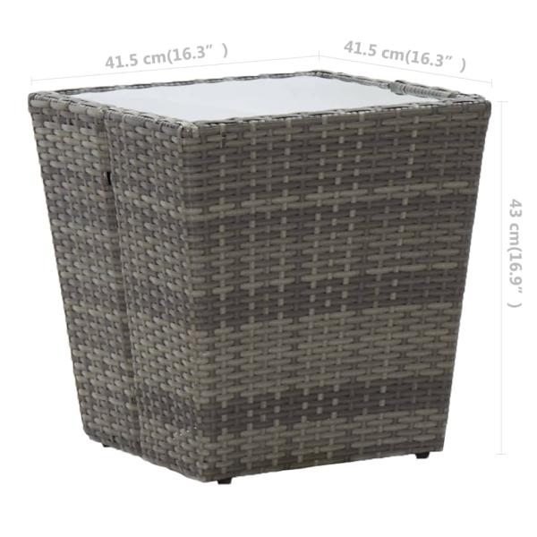 3-tlg. Bistro-Set Poly Rattan und Glas Grau