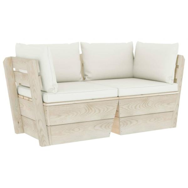 Garten-Palettensofa 2-Sitzer mit Kissen Fichtenholz