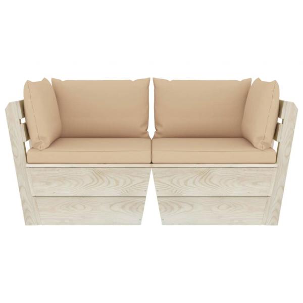 Garten-Palettensofa 2-Sitzer mit Kissen Fichtenholz