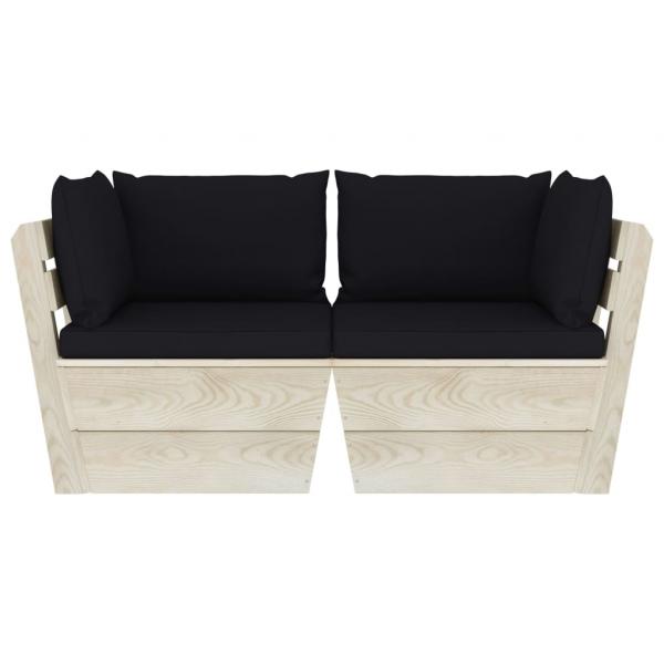 Garten-Palettensofa 2-Sitzer mit Kissen Fichtenholz