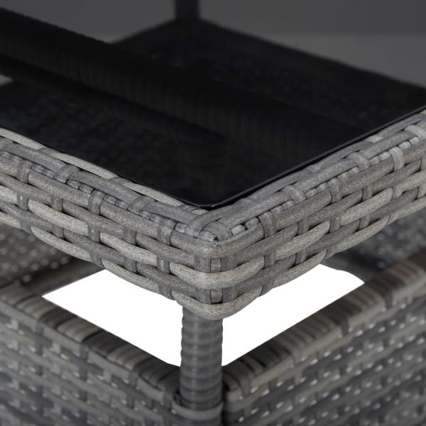 5-tlg. Garten-Essgruppe Poly Rattan und Glas Grau