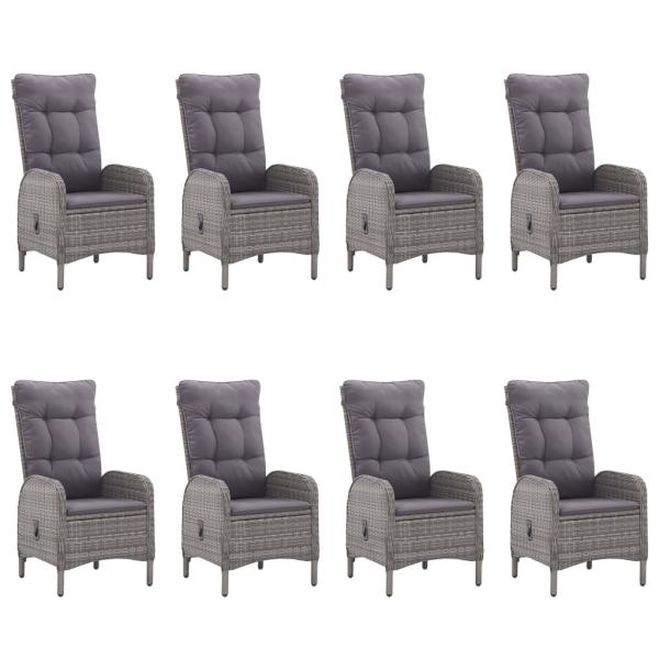 9-tlg. Garten-Essgruppe Poly Rattan und Glas Grau