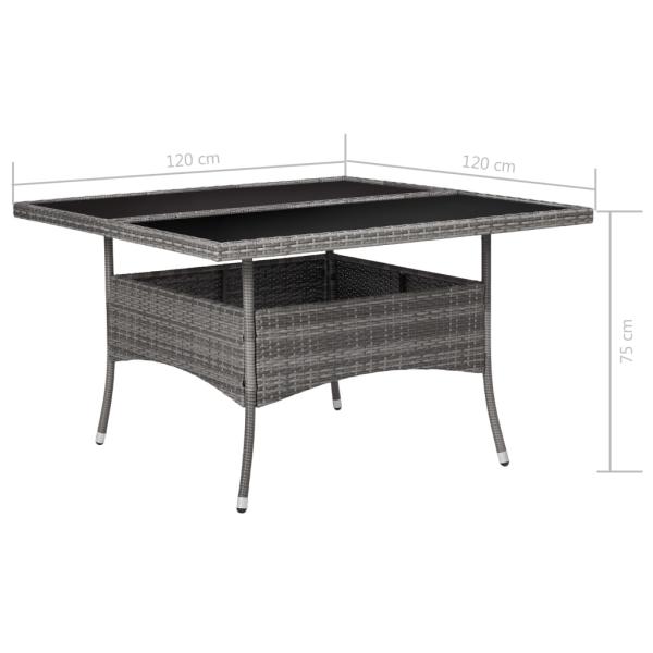9-tlg. Garten-Essgruppe Poly Rattan und Glas Grau