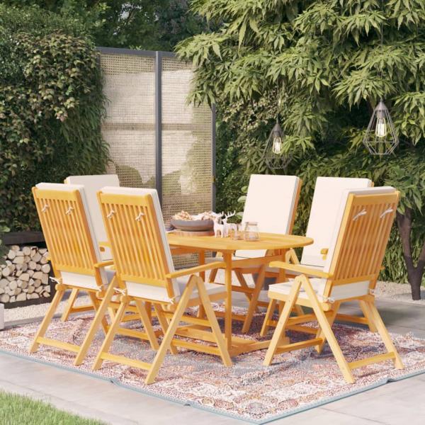 ARDEBO.de - 7-tlg. Garten-Essgruppe mit Kissen Massivholz Teak