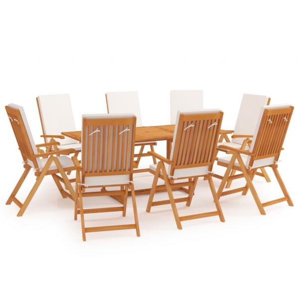 ARDEBO.de - 9-tlg. Garten-Essgruppe mit Kissen Massivholz Teak