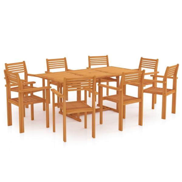 9-tlg. Garten-Essgruppe Massivholz Teak