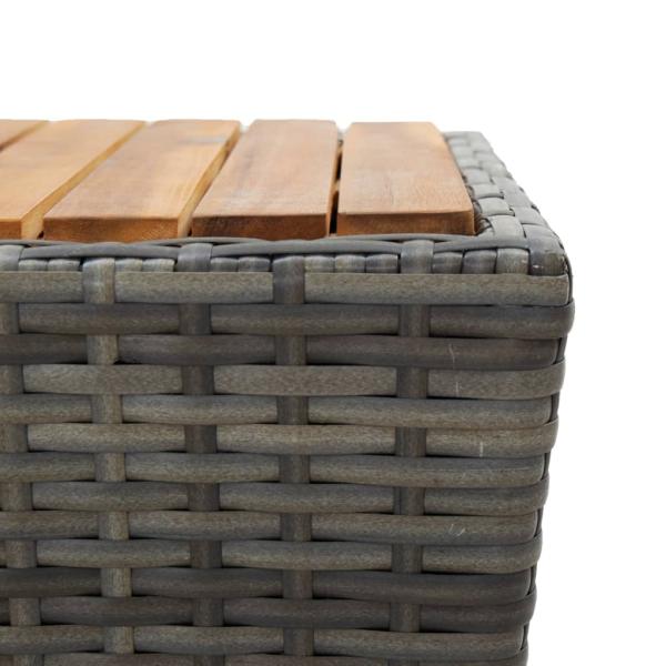 3-tlg. Bistro-Set Poly Rattan und Akazienholz Grau