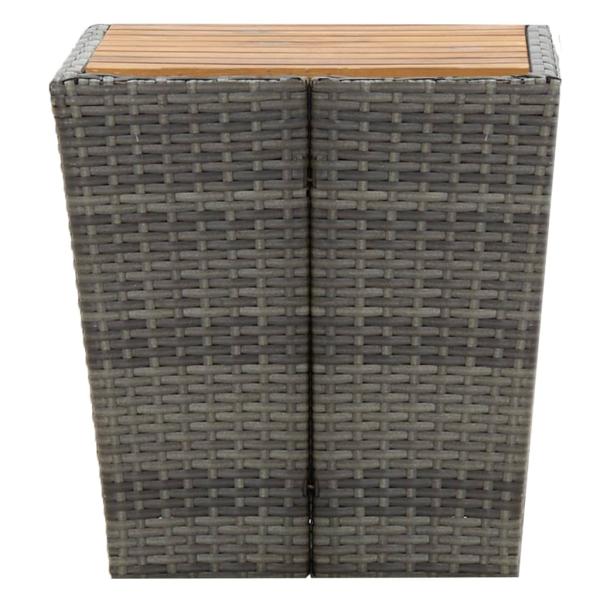 3-tlg. Bistro-Set Poly Rattan und Akazienholz Grau