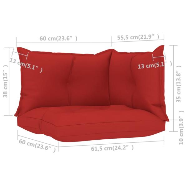 Palettenkissen 3-tlg. Rot Stoff