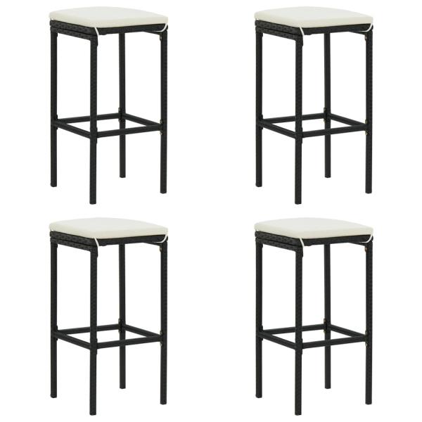 5-tlg. Gartenbar-Set mit Kissen Poly Rattan Schwarz
