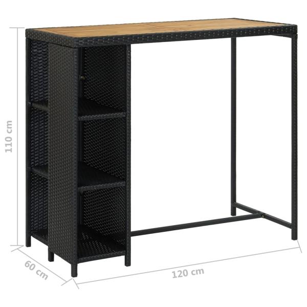 5-tlg. Gartenbar-Set mit Kissen Poly Rattan Schwarz