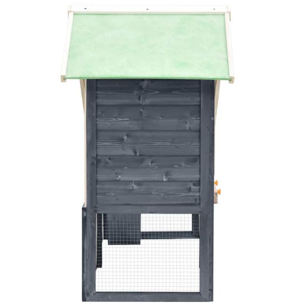 Kaninchenstall Grau und Weiß 140x63x120 cm Tanne Massivholz