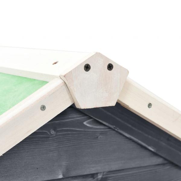 Kaninchenstall Grau und Weiß 140x63x120 cm Tanne Massivholz
