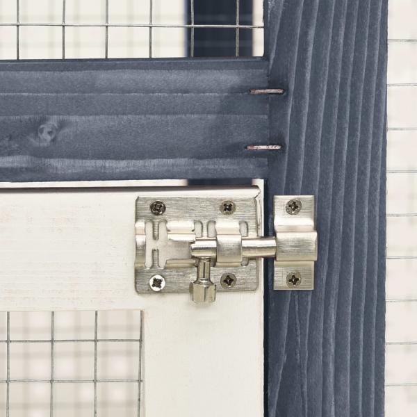 Kaninchenstall Grau und Weiß 140x63x120 cm Tanne Massivholz
