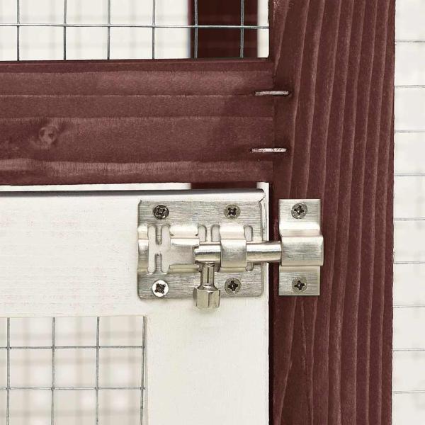 Kaninchenstall Mokka und Weiß 140x63x120 cm Tanne Massivholz