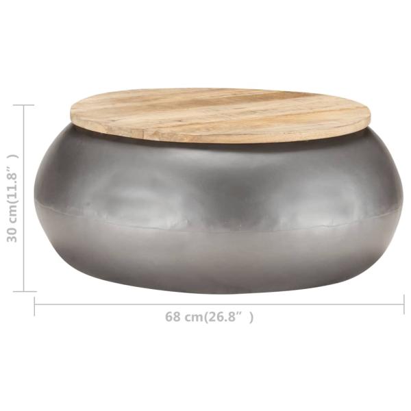 ARDEBO.de - Couchtisch Grau 68x68x30 cm Massivholz Mango